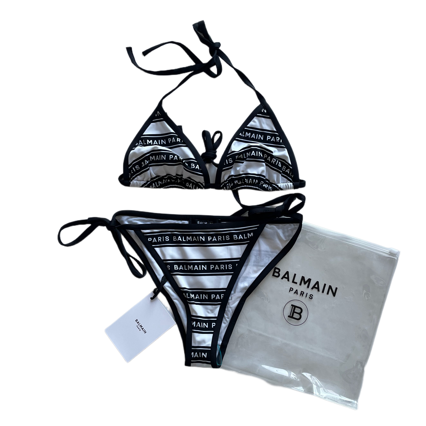 Balmain Logo Triangle Bikini Black