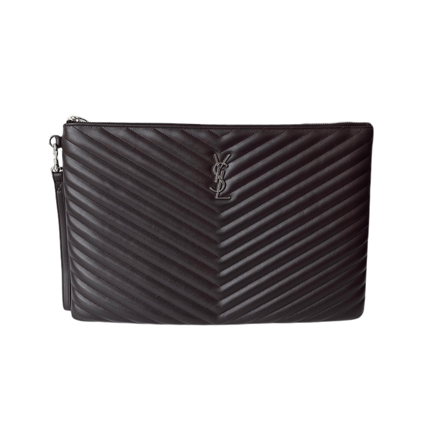 Saint Laurent Cassandre Matelassé Clutch Bordeaux