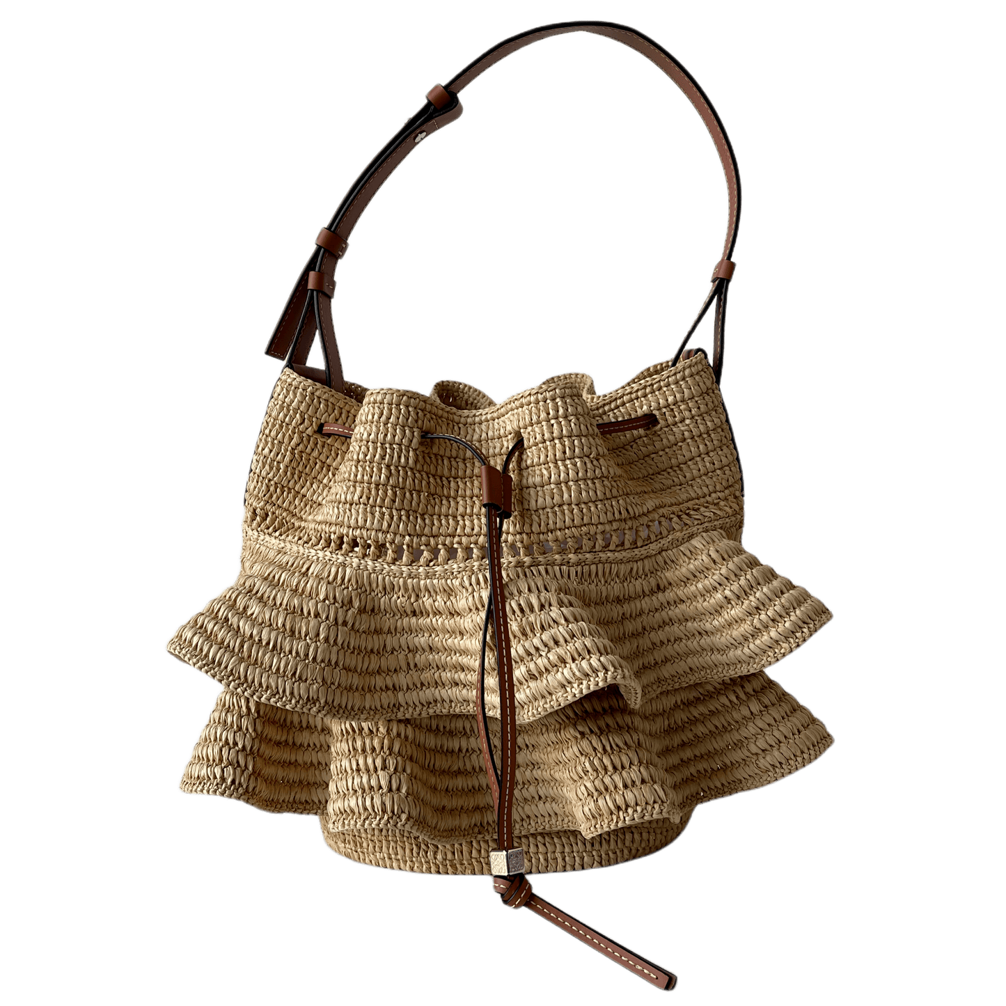 Loewe Balloon Raffia Bag with Ruffles