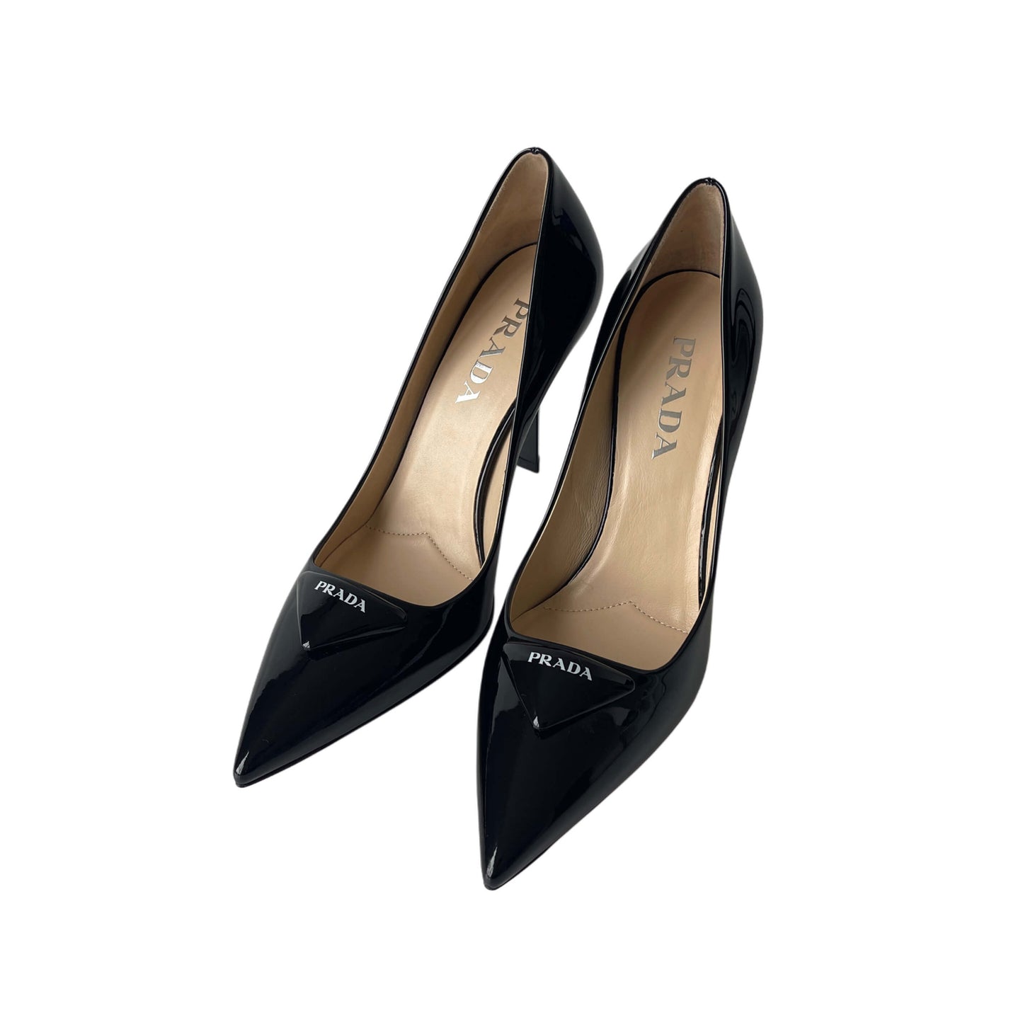 Prada Patent Logo Pumps Black