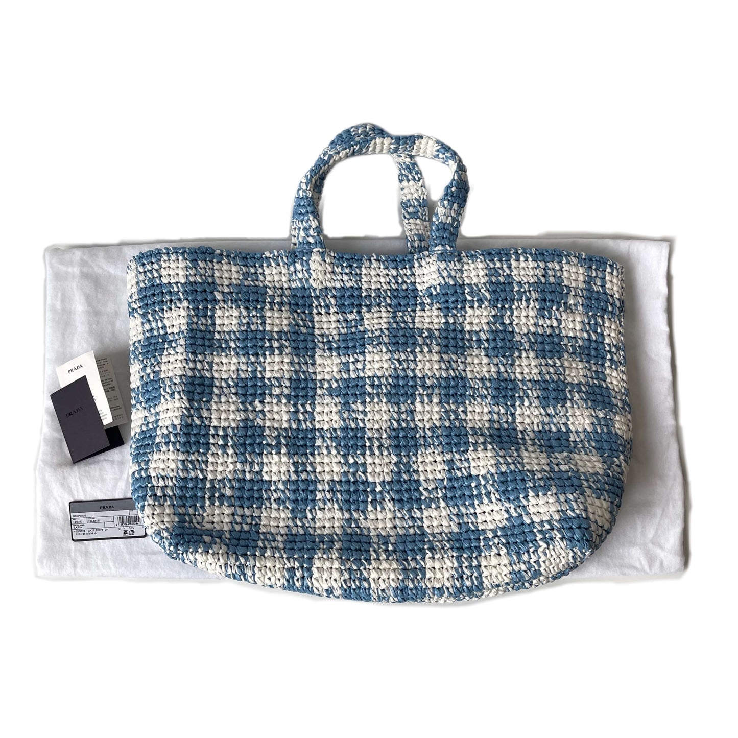 Prada Raffia Tasche Blau Weiß