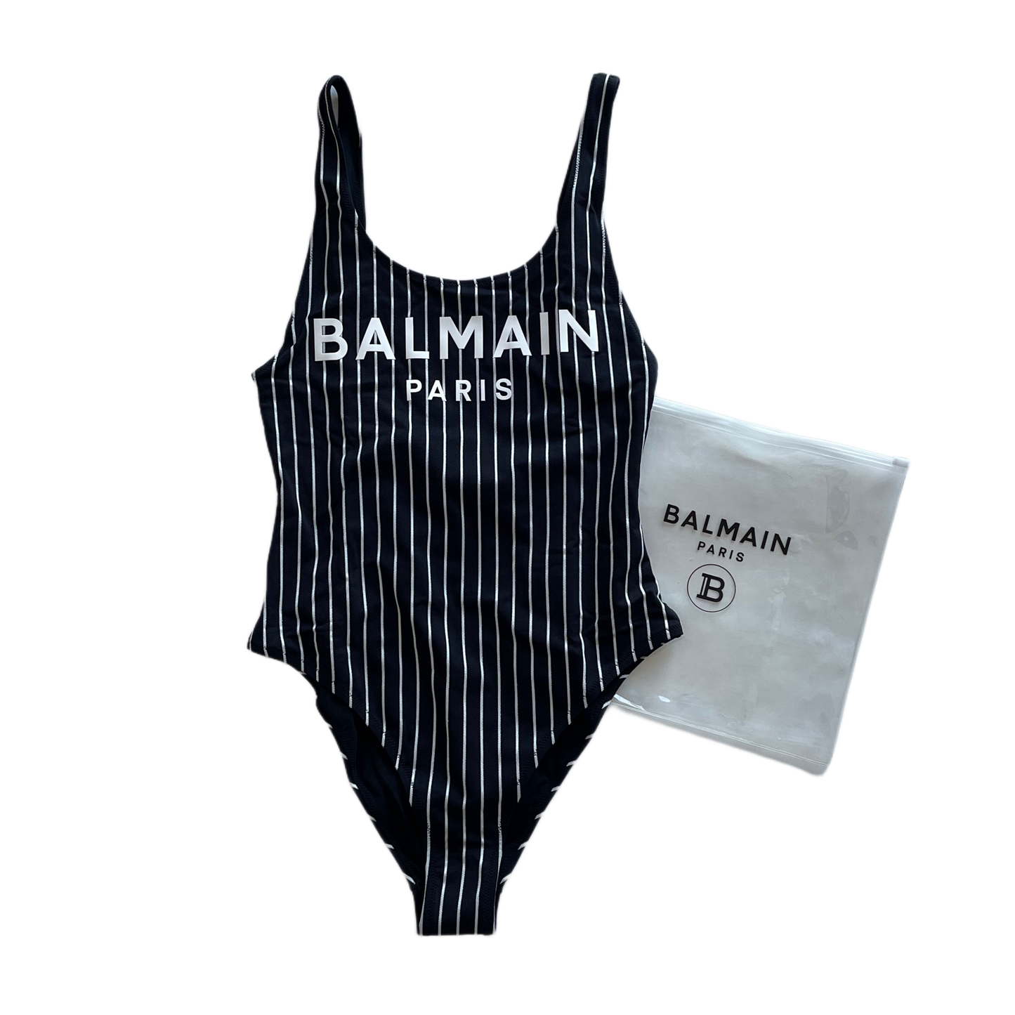 Balmain Logo Badeanzug Schwarz