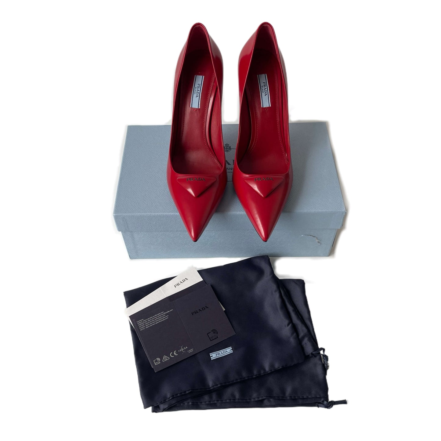 Prada Logo Pumps Red