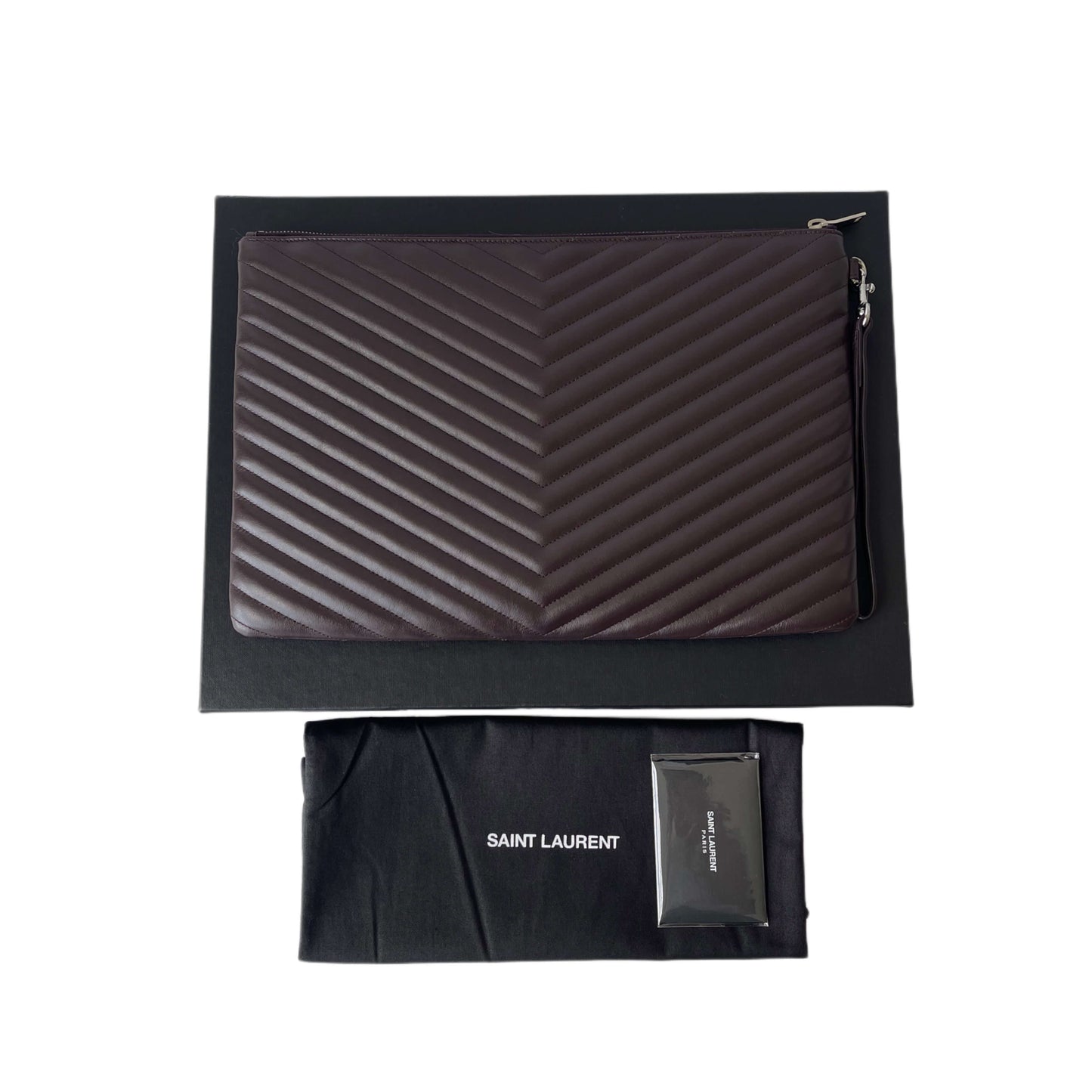 Saint Laurent Cassandre Matelassé Clutch Bordeaux