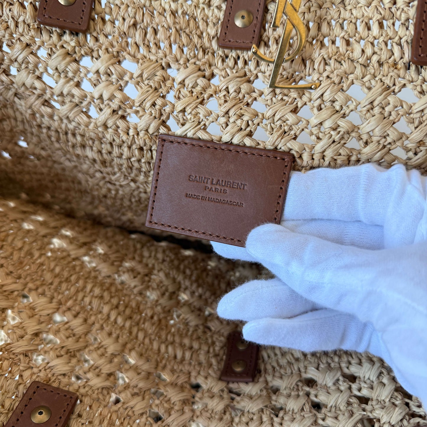 Saint Laurent Panier Medium Raffia Bag