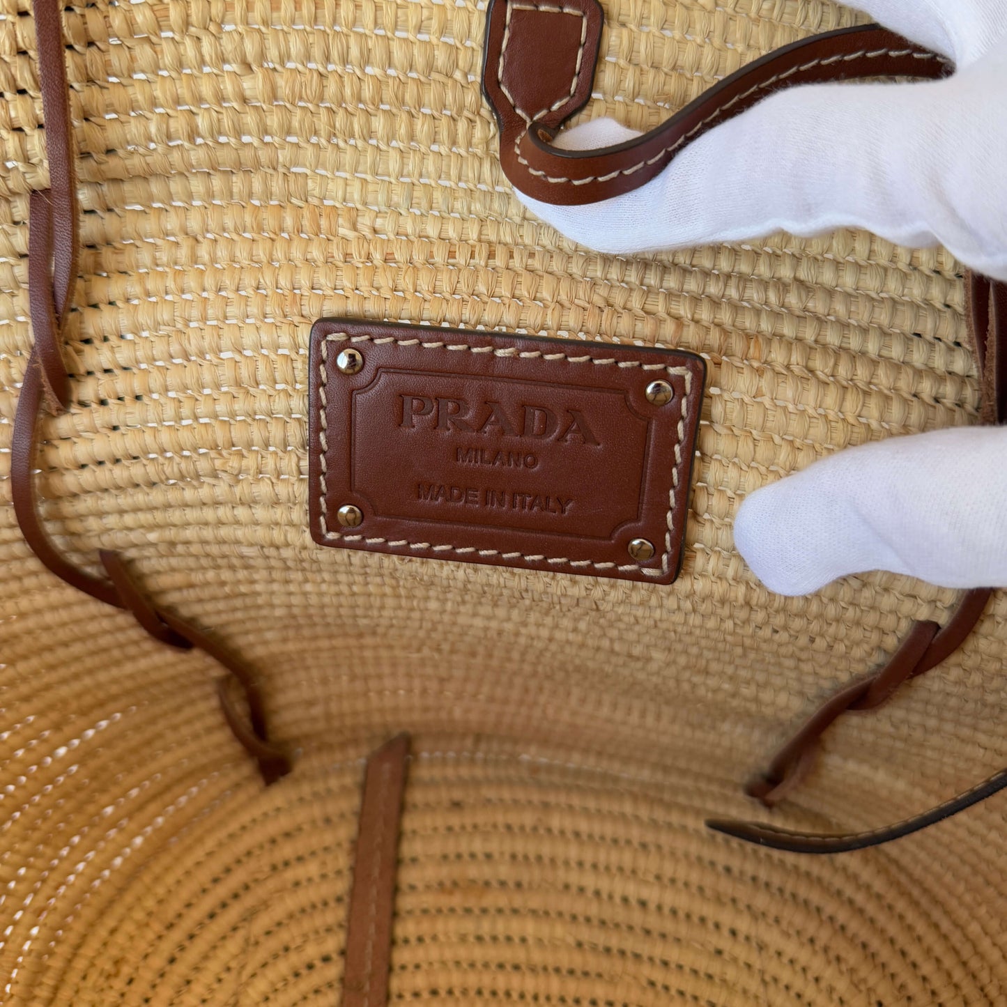 Sac cabas Prada en raphia naturel