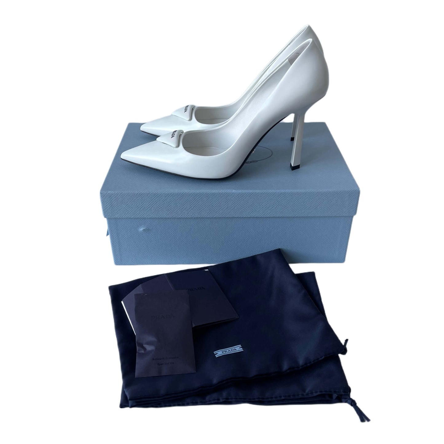 Prada Logo Pumps White