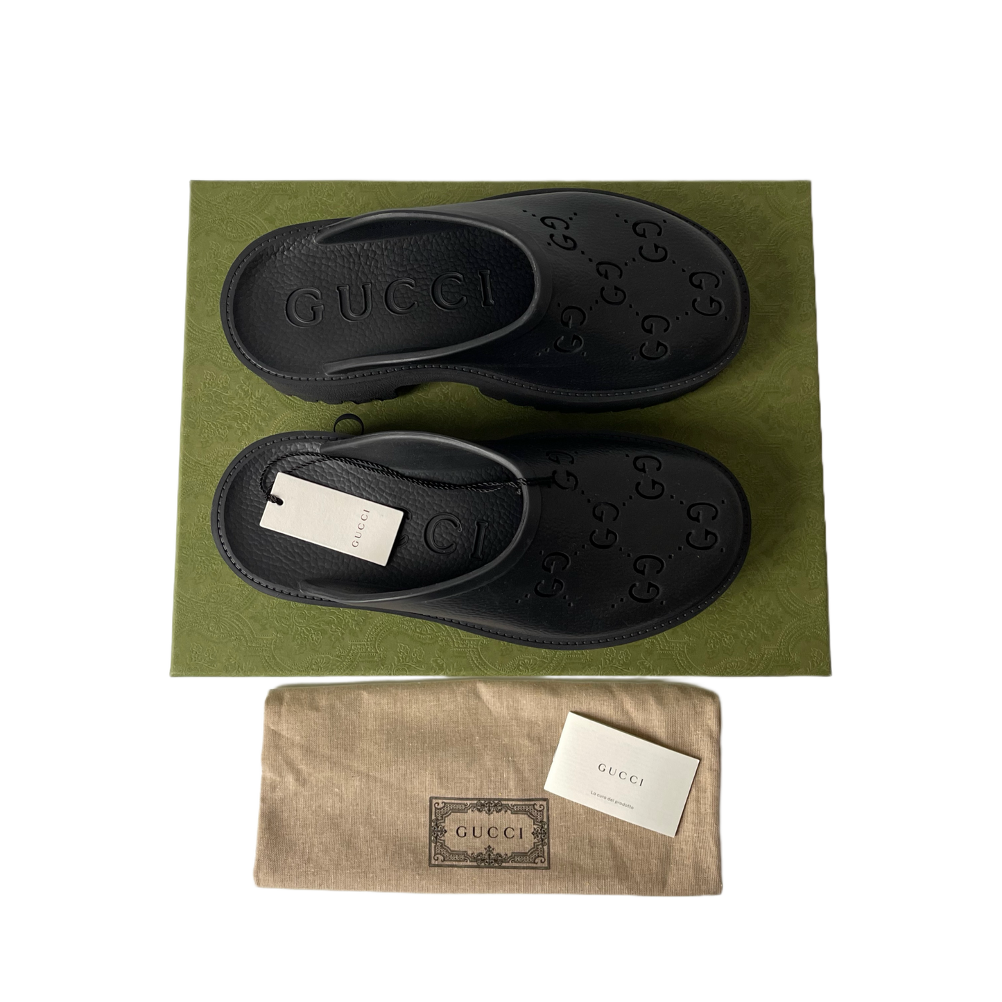Gucci Gummi Sandale mit Plateau Schwarz