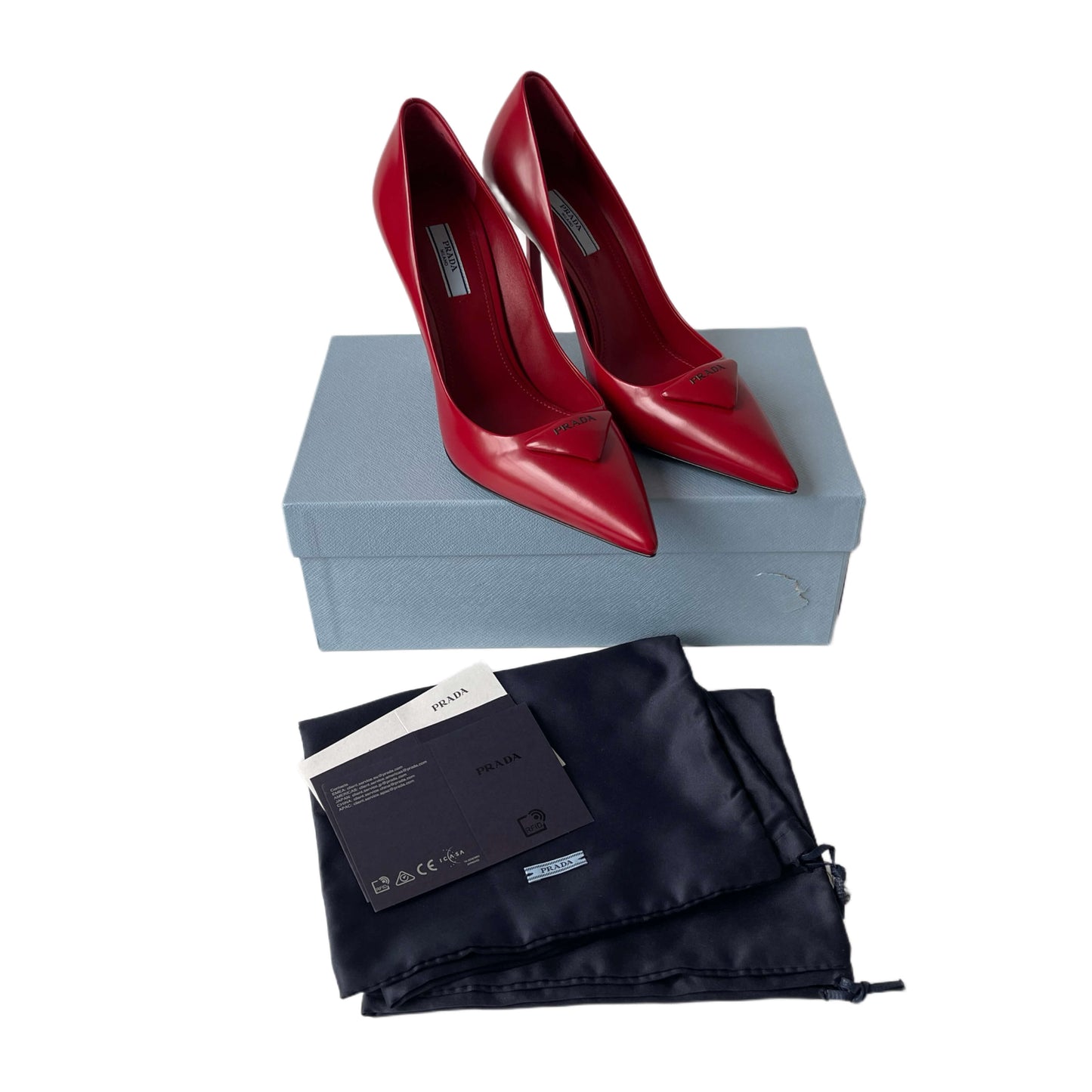 Prada Logo Pumps Red