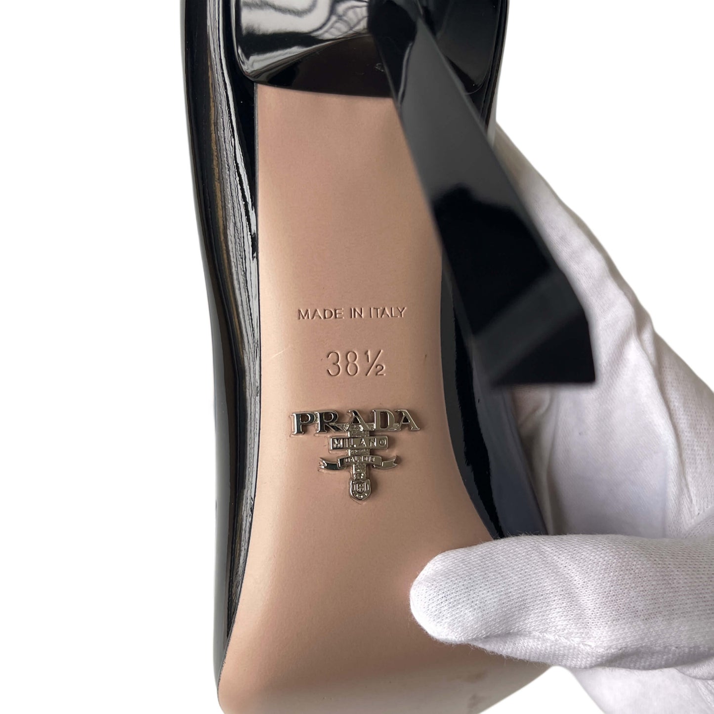 Prada Patent Logo Pumps Black