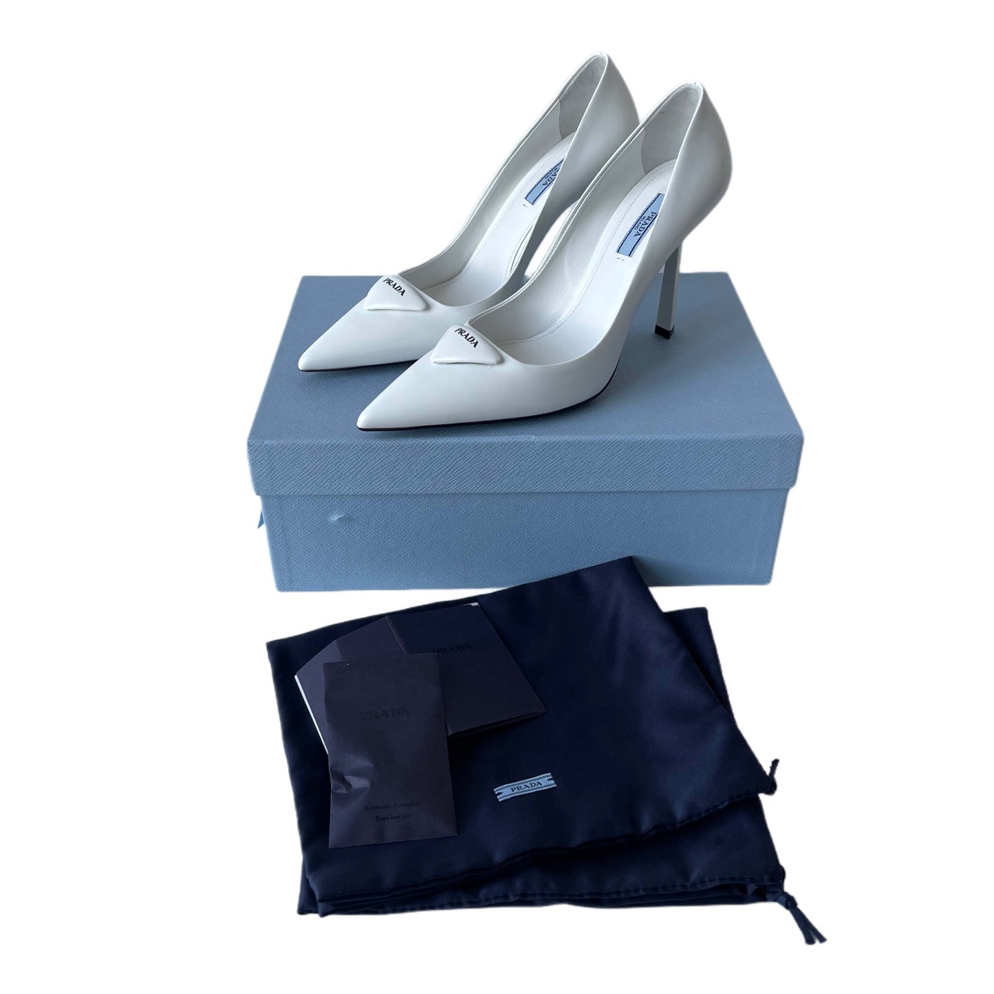 Prada Logo Pumps White