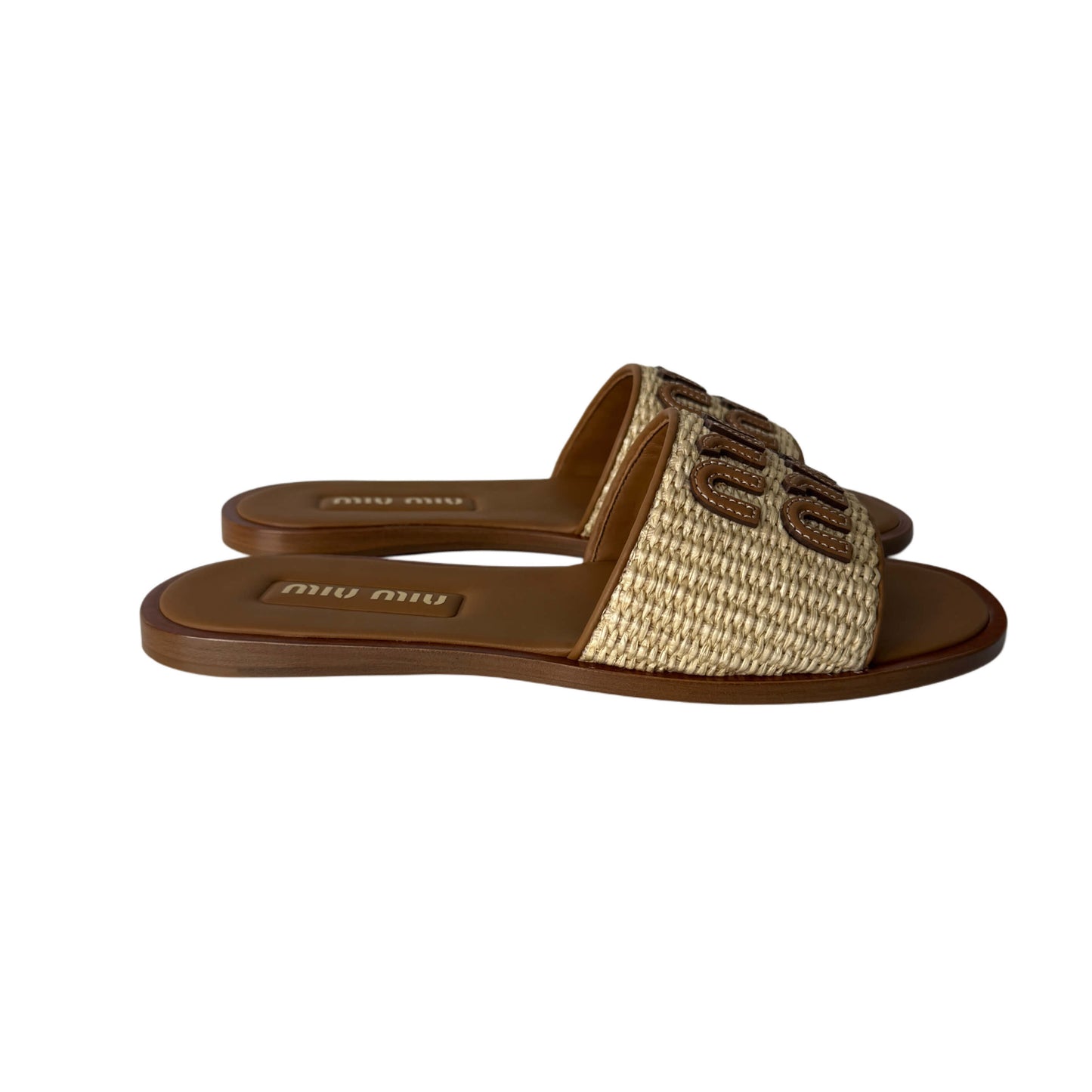 Miu Miu Raffia Logo Sandalen