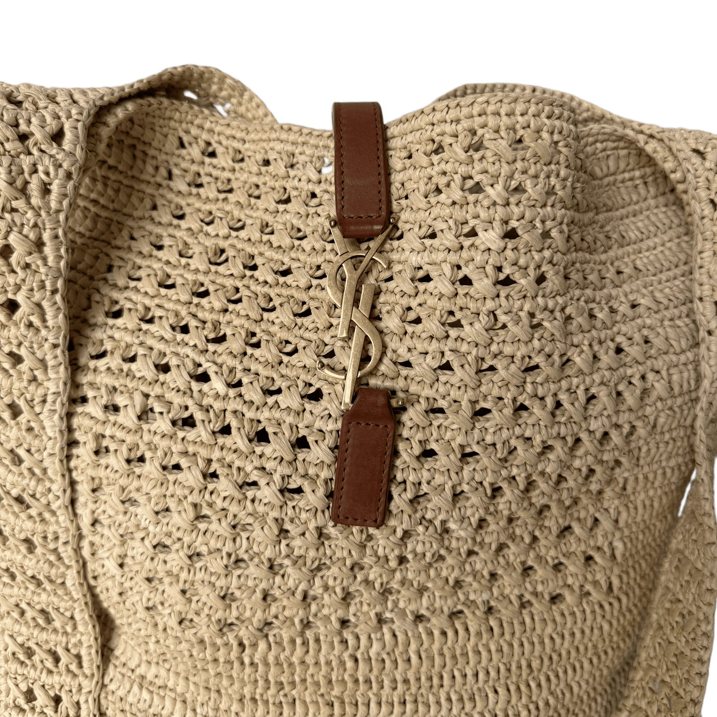Saint Laurent Le 5 à 7 Raffia Bucket Bag Medium