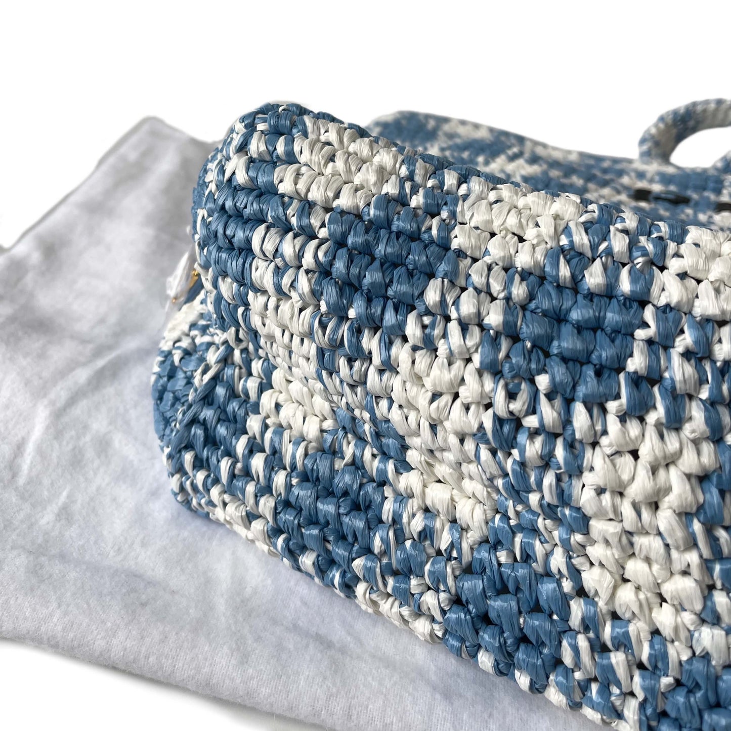 Prada Raffia Tasche Blau Weiß