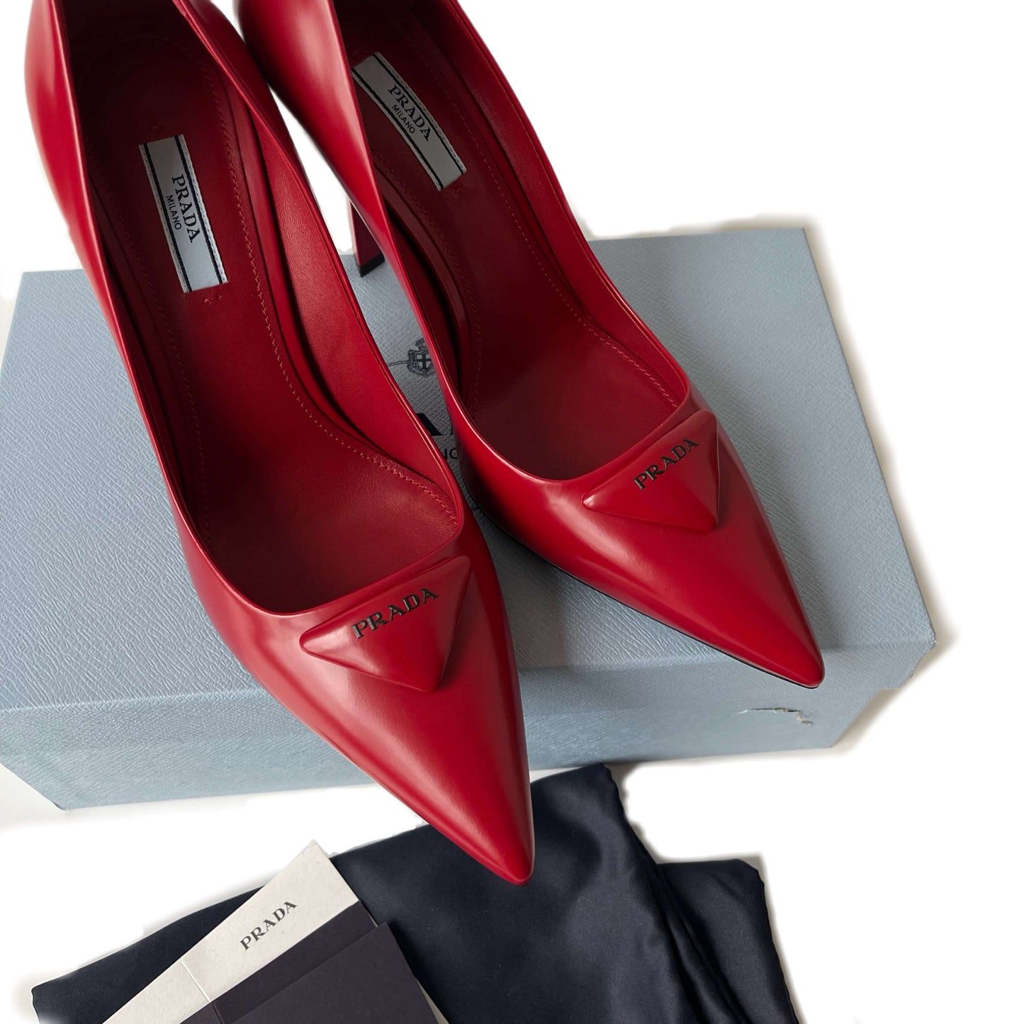 Prada Logo Pumps Red