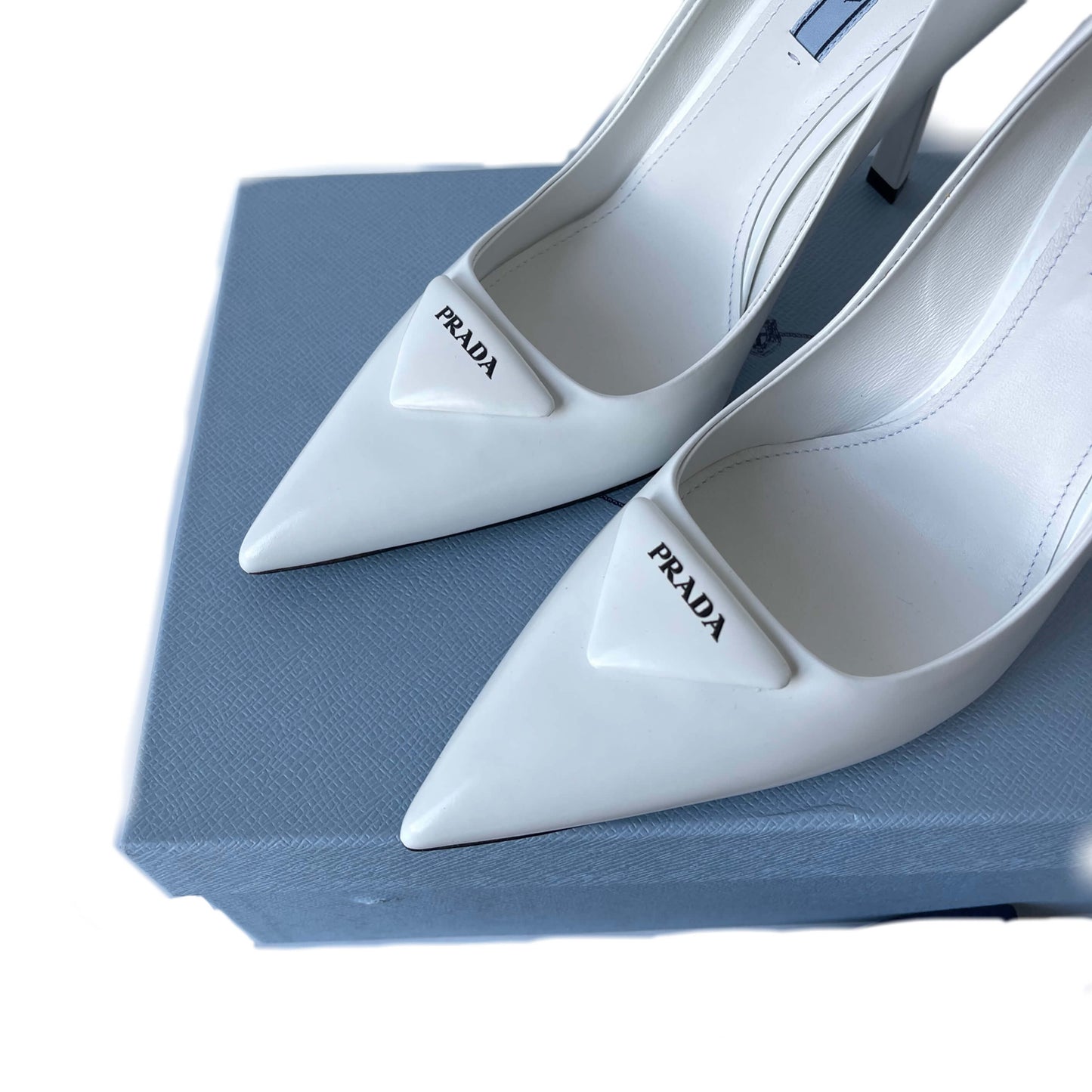 Prada Logo Pumps White