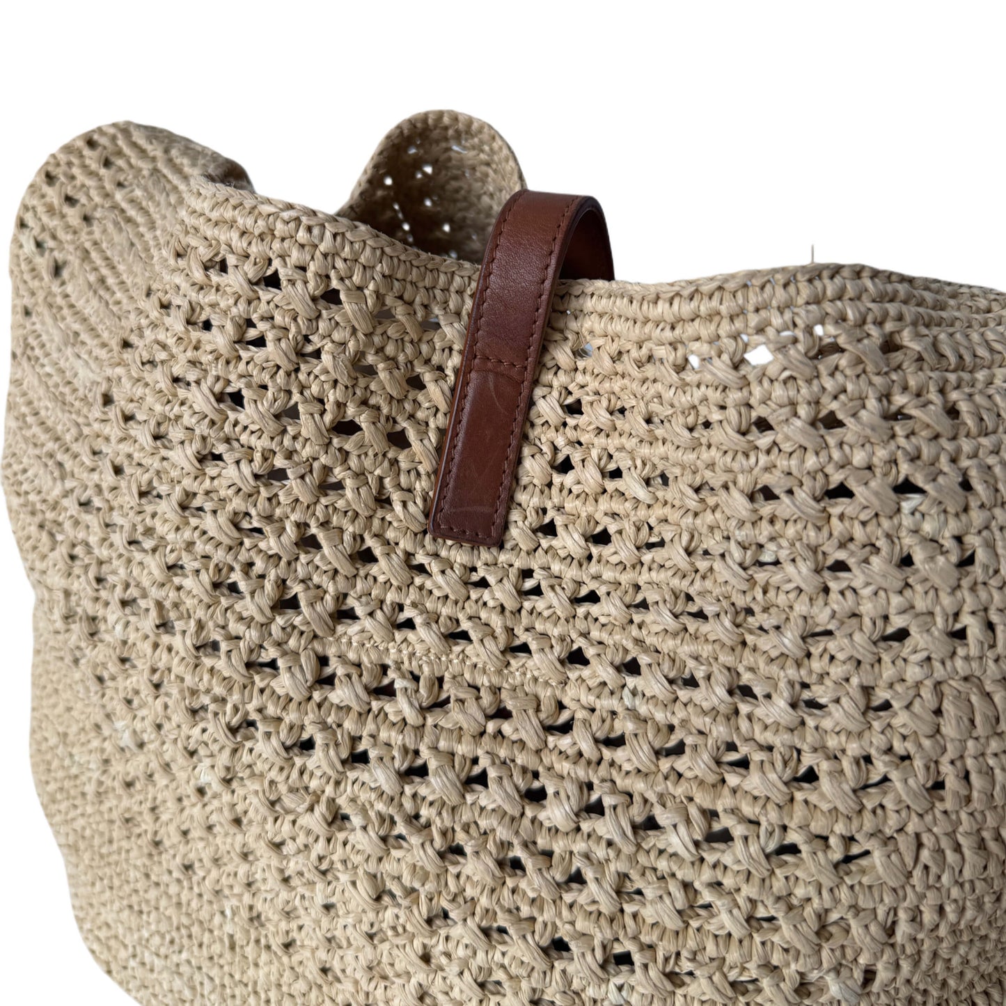 Saint Laurent Le 5 à 7 Raffia Bucket Bag Medium