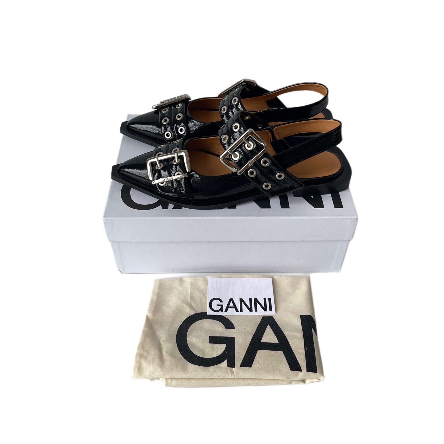 Ganni Buckle Ballerinas Black