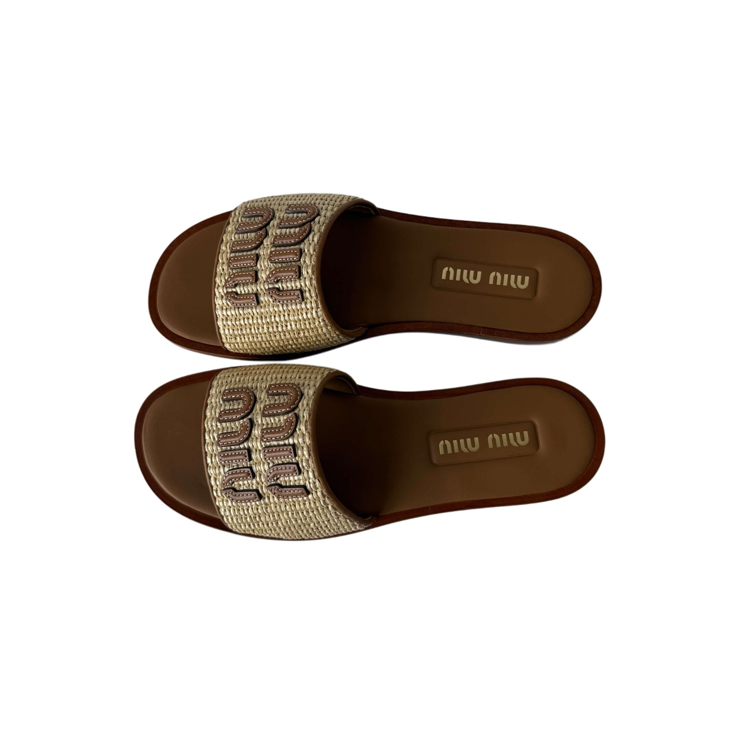 Miu Miu Raffia Logo Sandalen