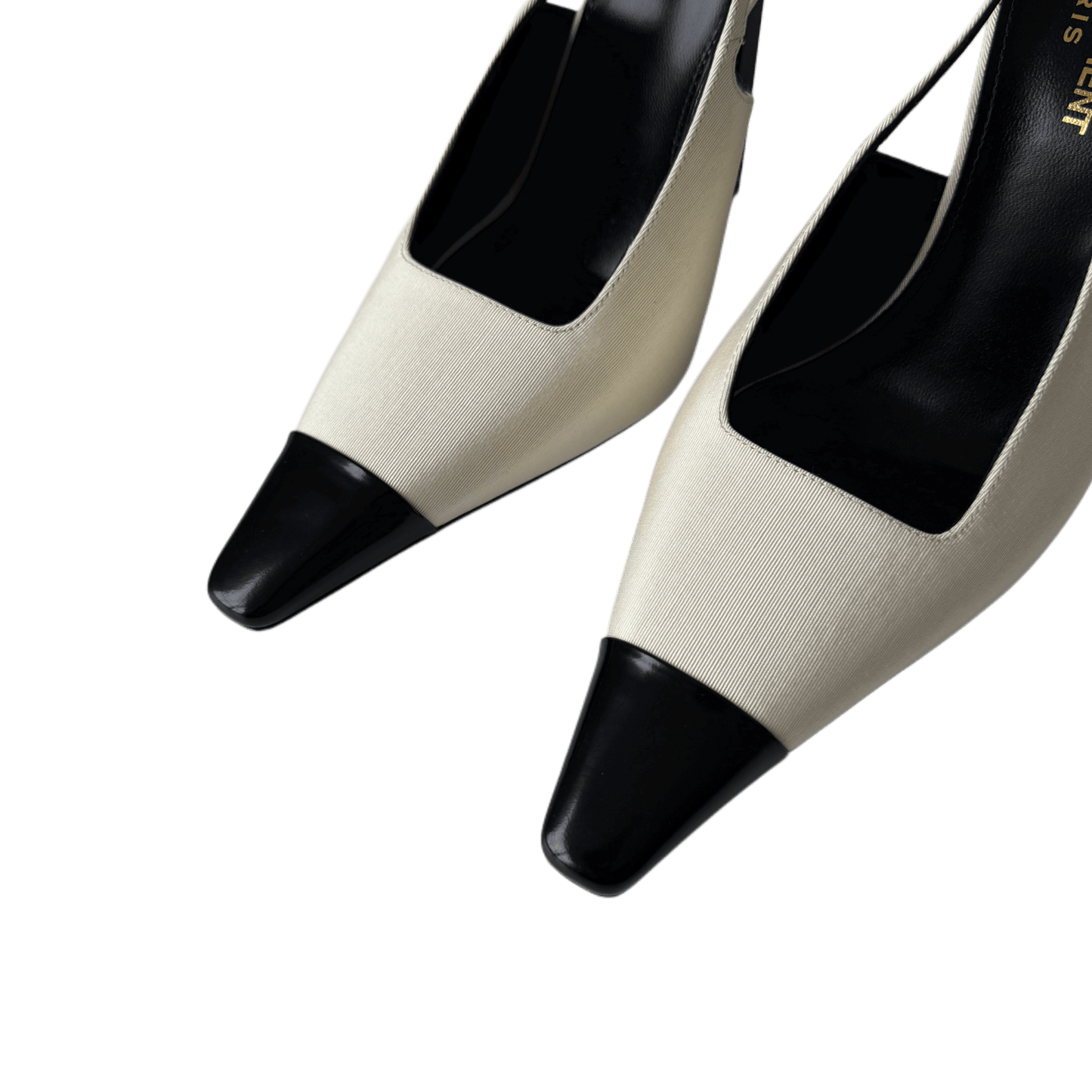 Saint Laurent Ines Slingback Pumps Ivory