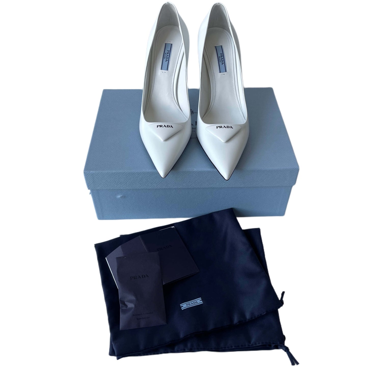 Prada Logo Pumps White