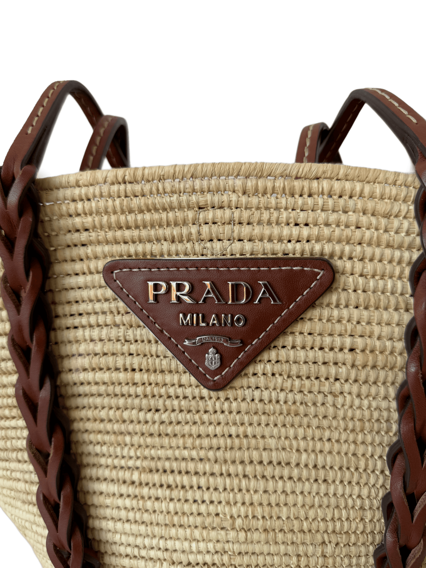 Sac cabas Prada en raphia naturel