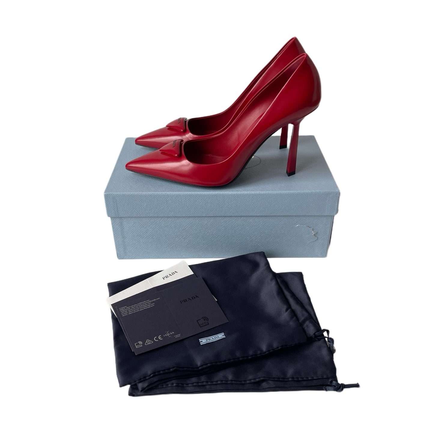 Prada Logo Pumps Red