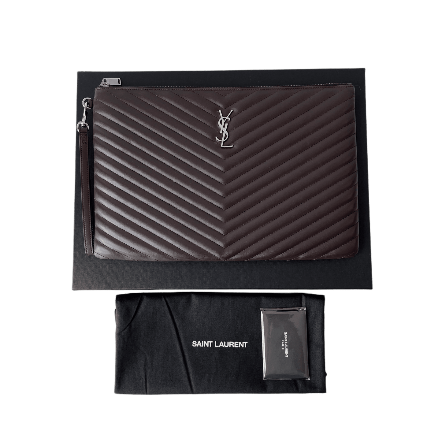 Saint Laurent Cassandre Matelassé Clutch Bordeaux