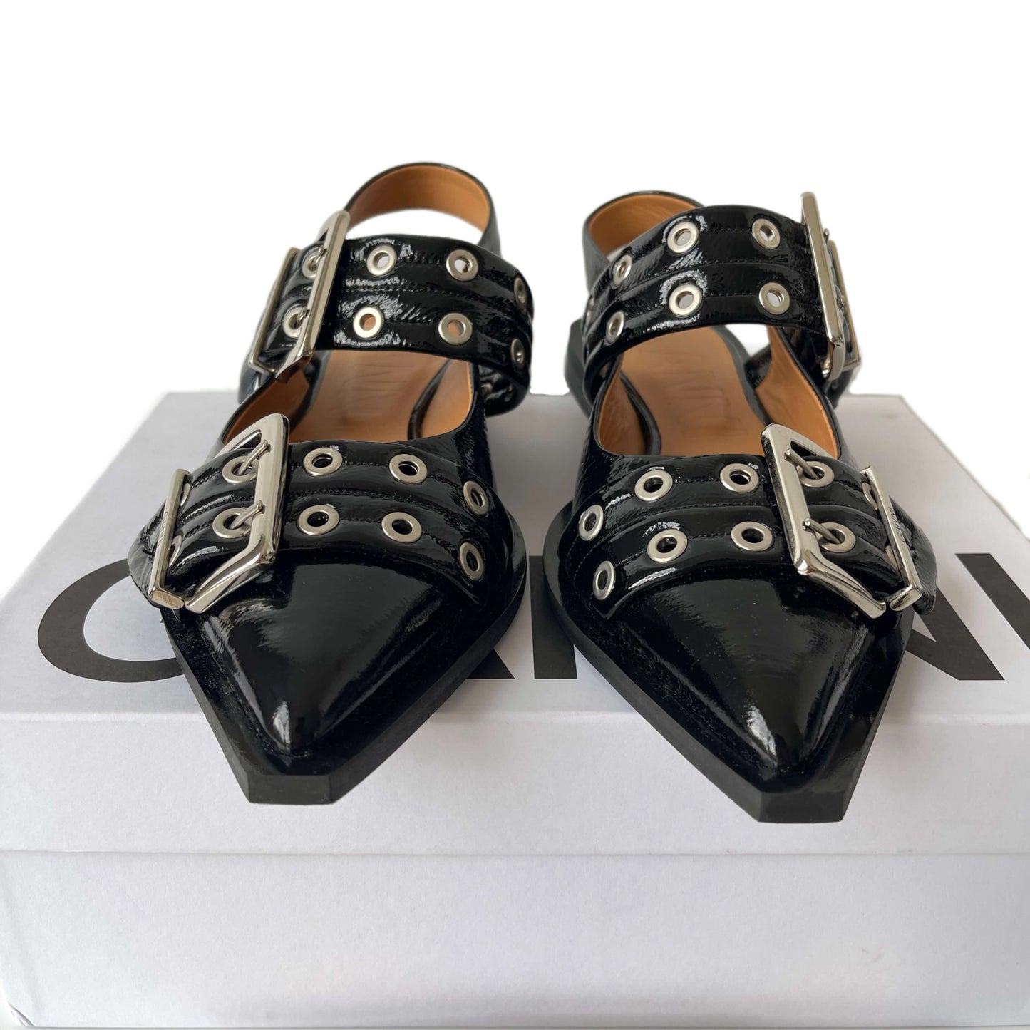 Ganni Buckle Ballerinas Black