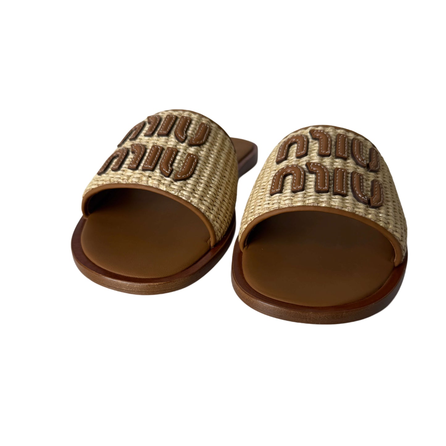 Miu Miu Raffia Logo Sandalen