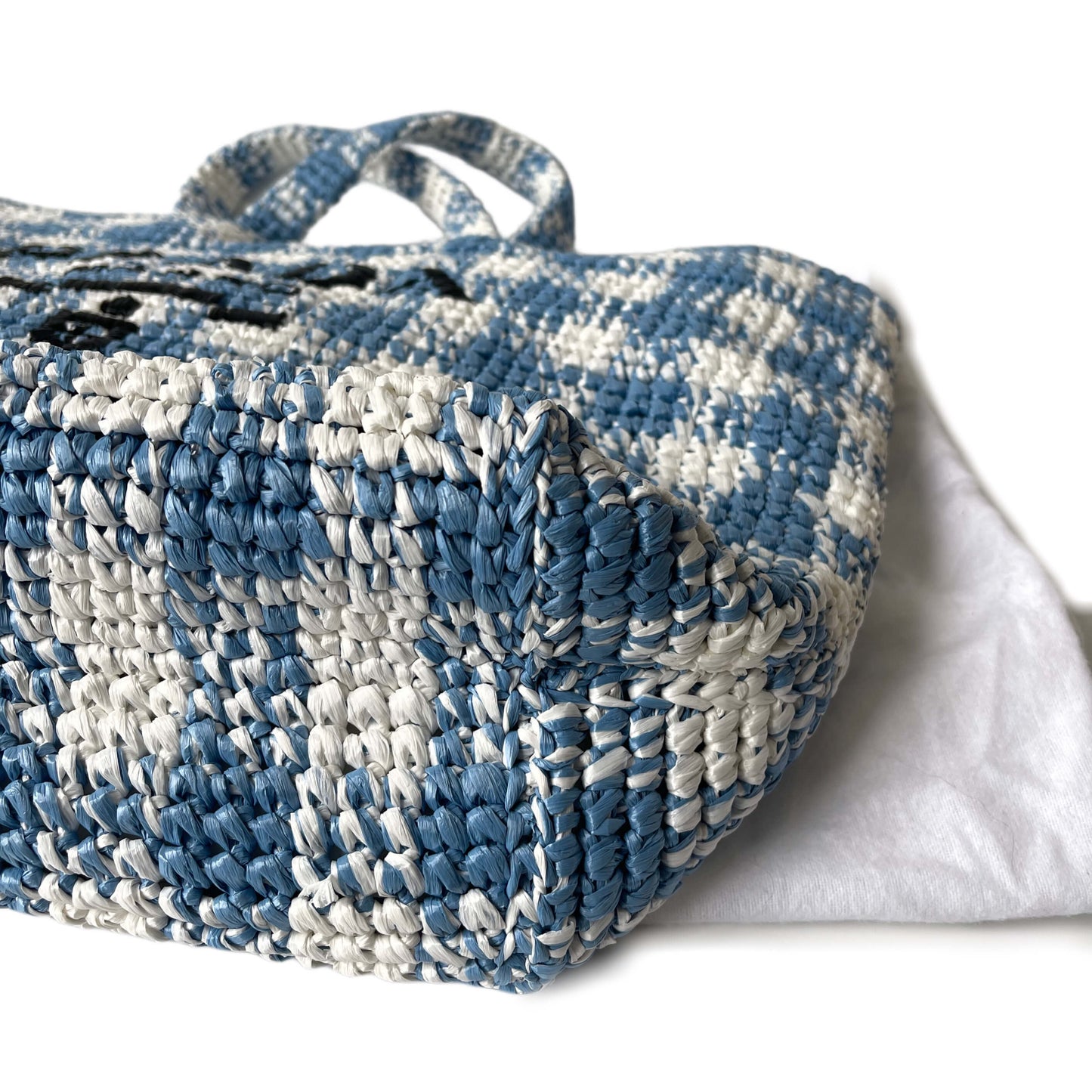 Prada Raffia Tasche Blau Weiß