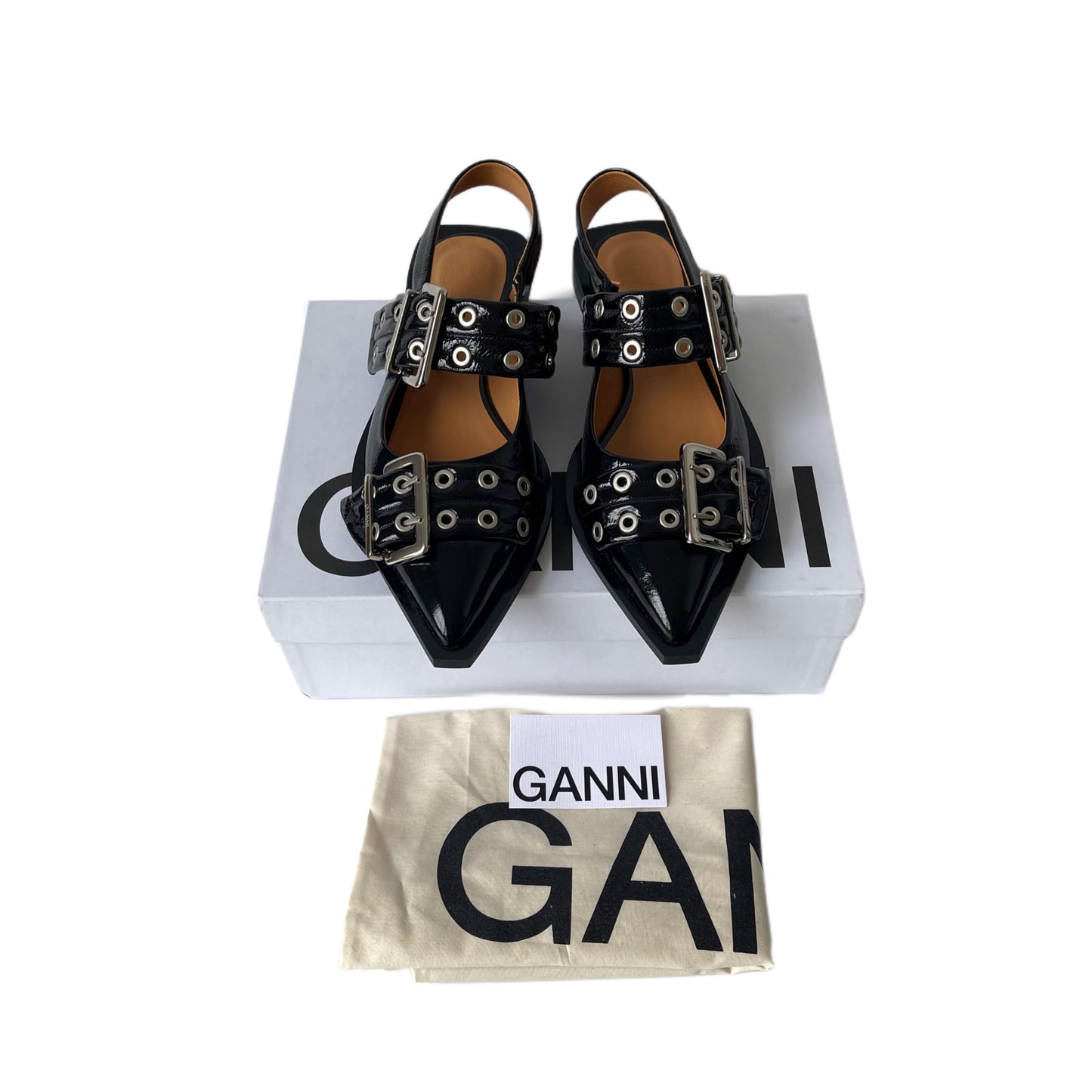 Ganni Buckle Ballerinas Black