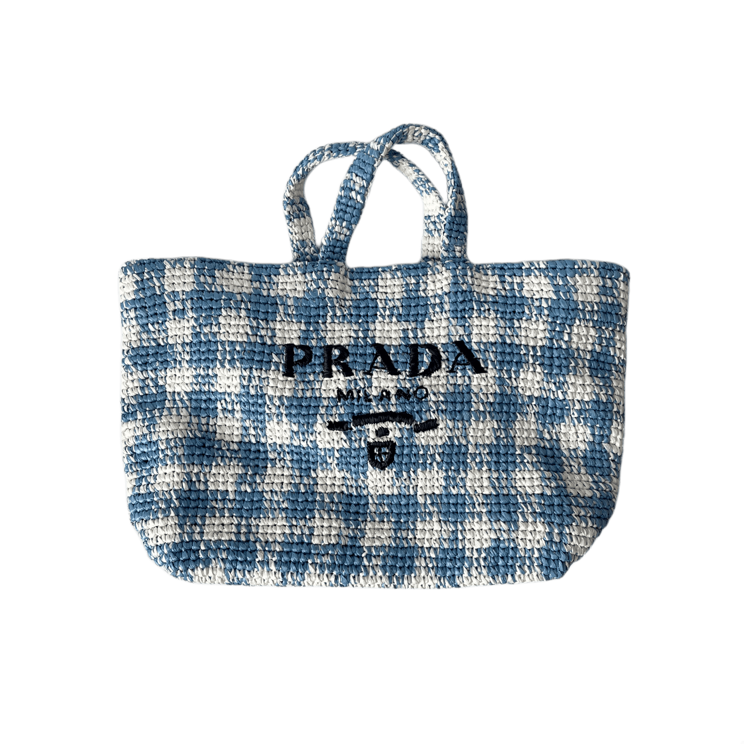 Prada Raffia Tasche Blau Weiß