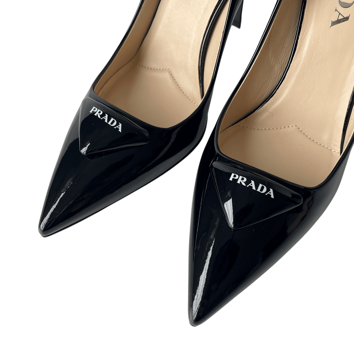 Prada Patent Logo Pumps Black