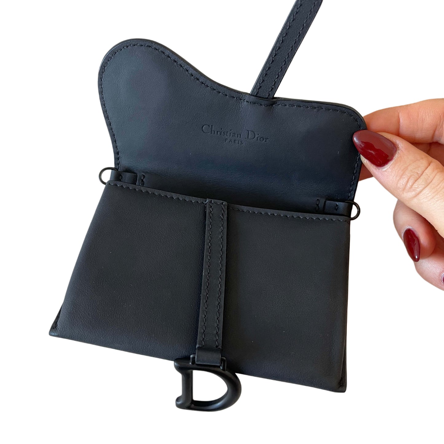 Dior Saddle Mini Wallet on Chain Schwarz