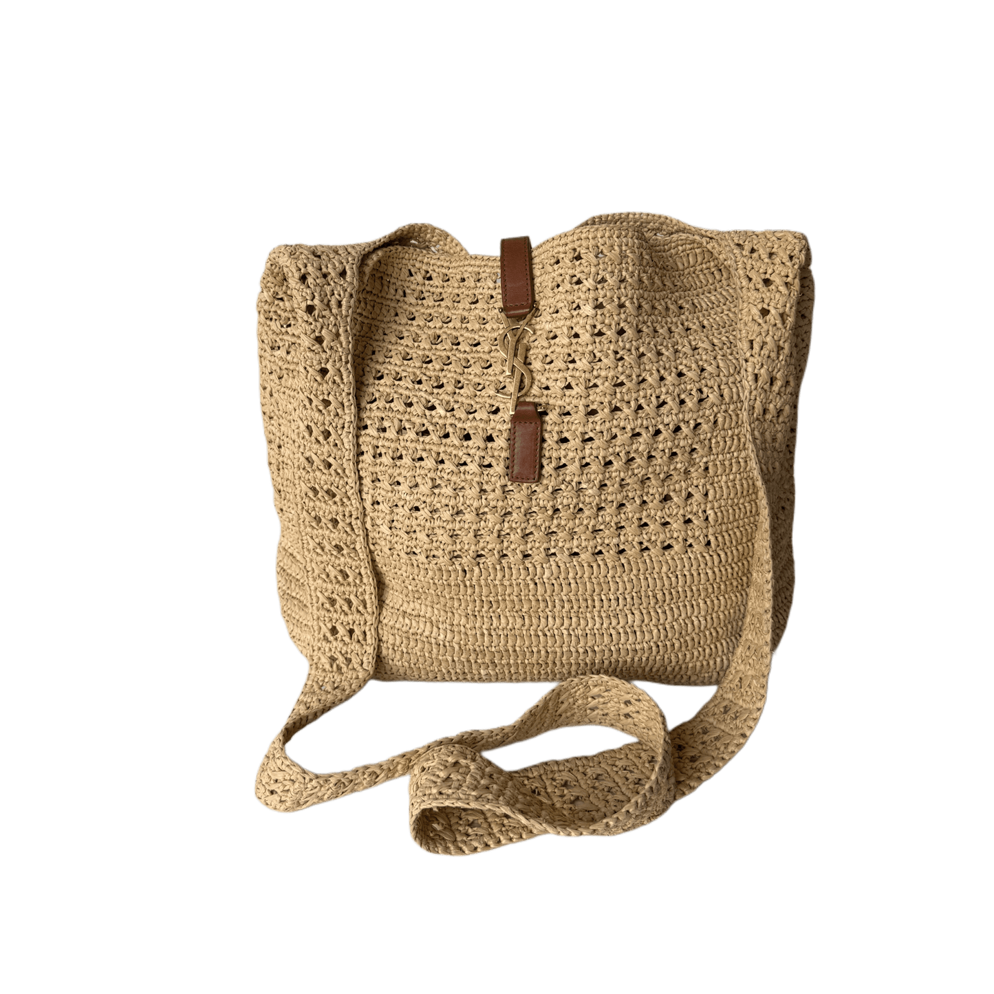 Saint Laurent Le 5 à 7 Raffia Bucket Bag Medium