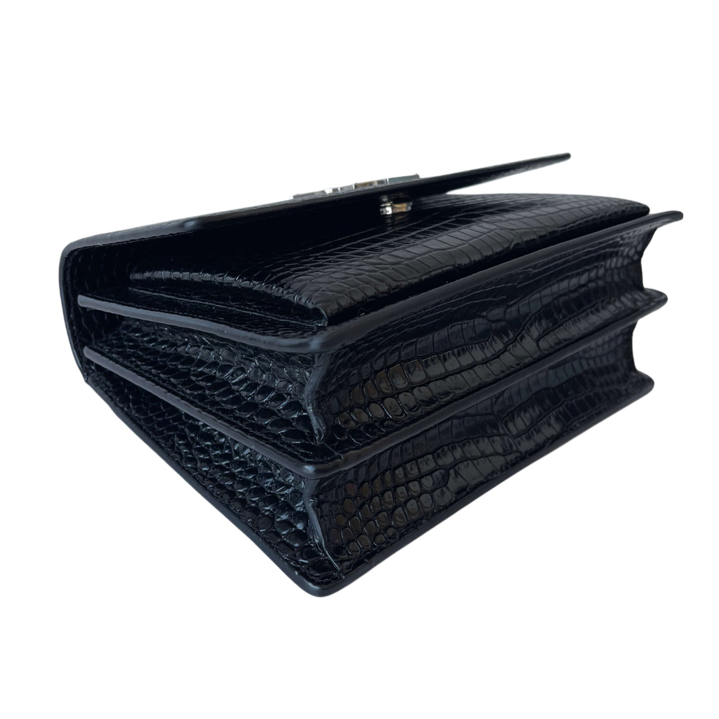 Saint Laurent Sunset Medium Schwarz Kroko