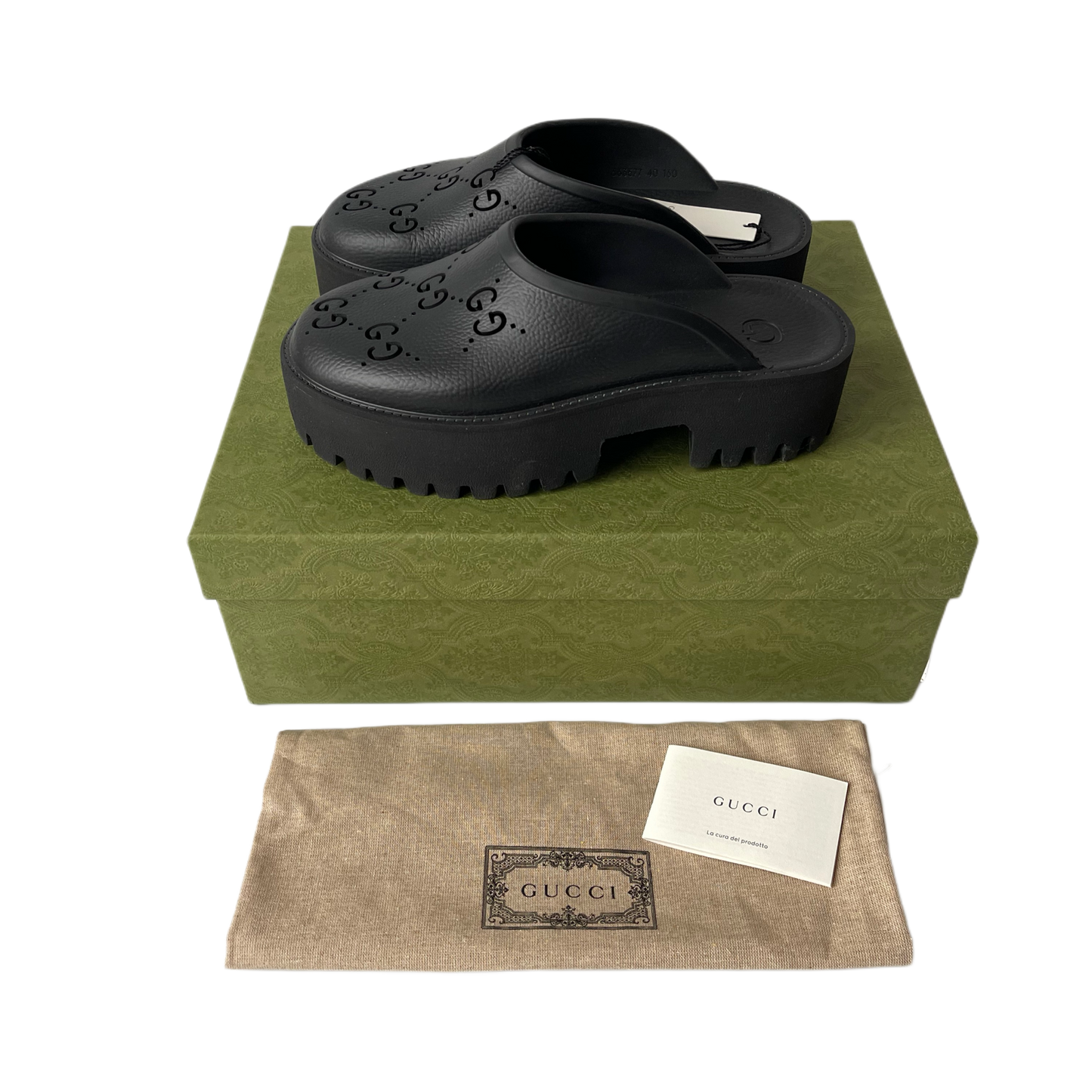 Gucci Gummi Sandale mit Plateau Schwarz