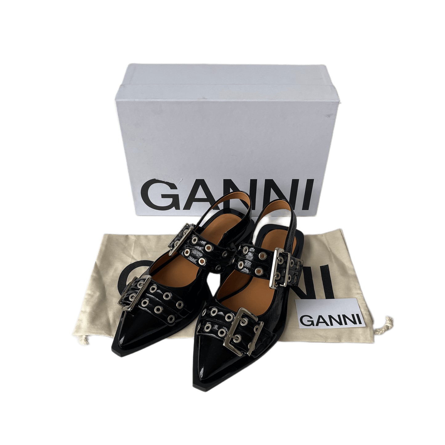 Ganni Buckle Ballerinas Black