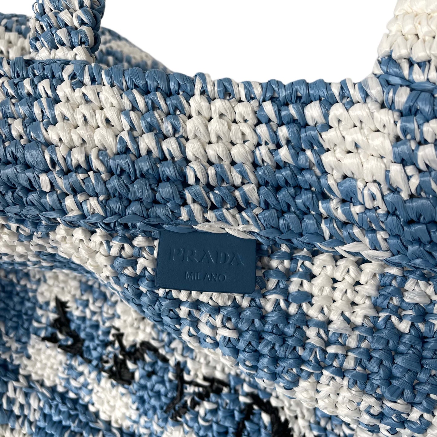 Prada Raffia Tasche Blau Weiß