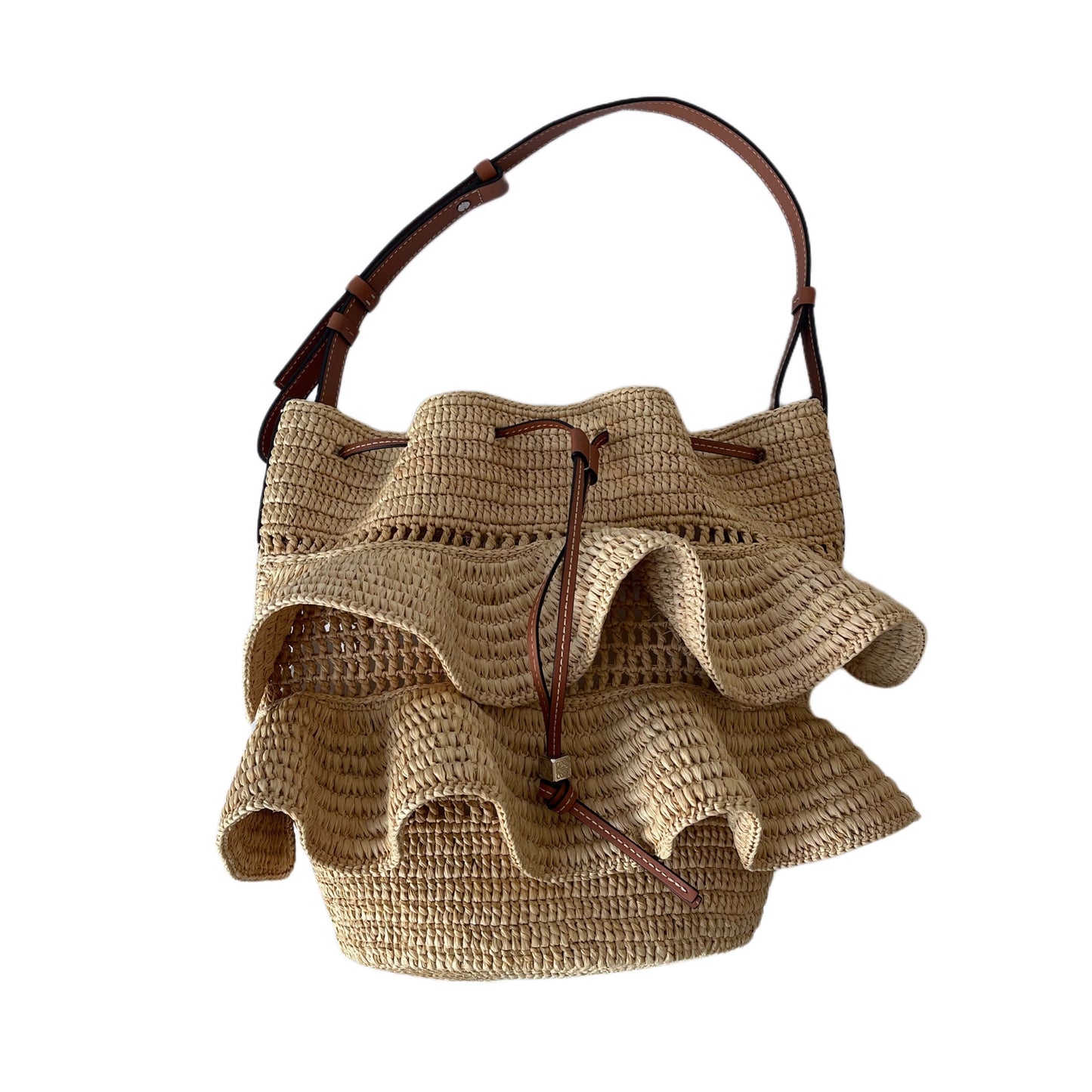 Loewe Balloon Raffia Bag with Ruffles