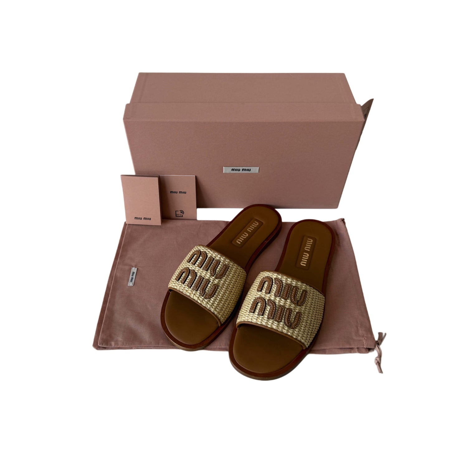 Miu Miu Raffia Logo Sandalen