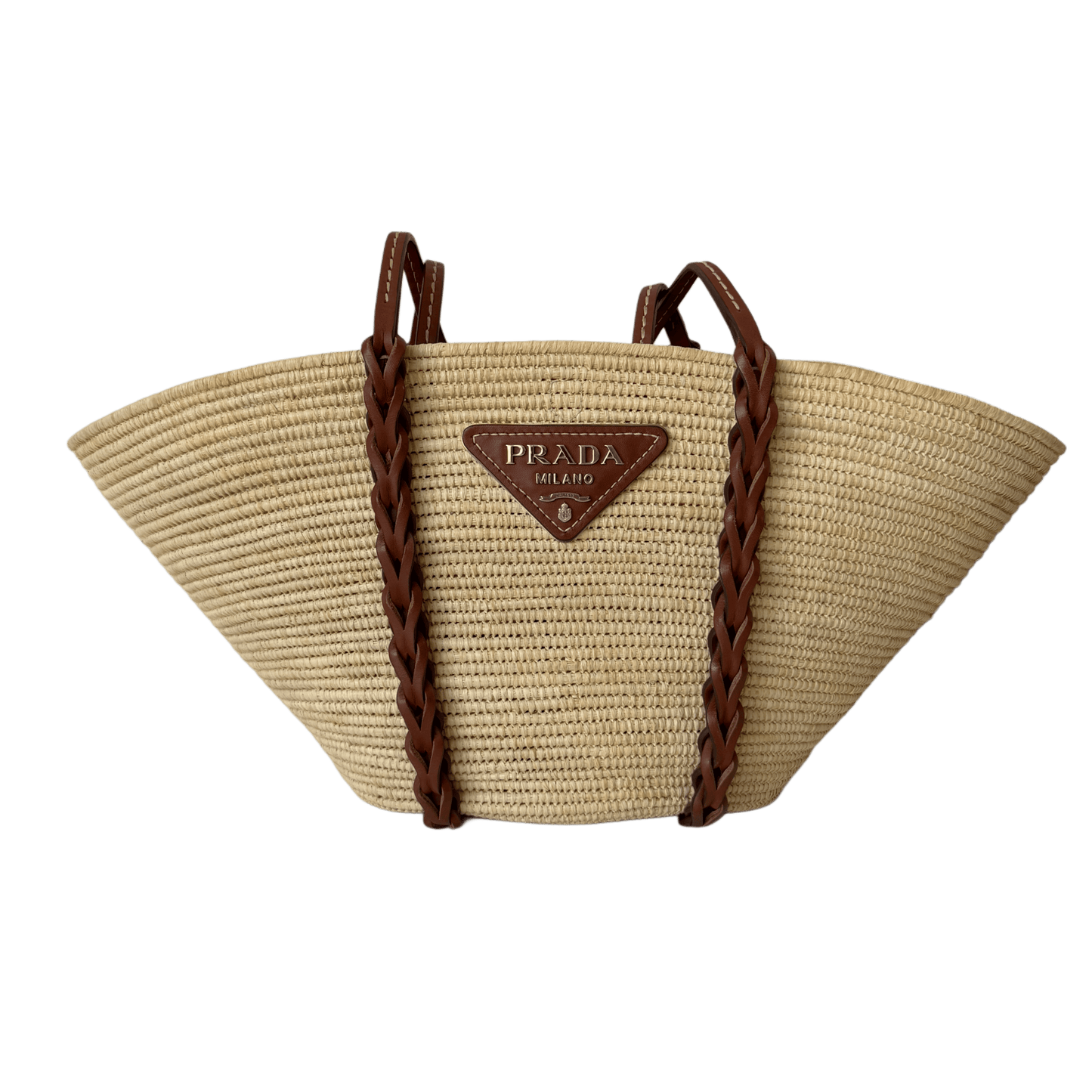 Sac cabas Prada en raphia naturel