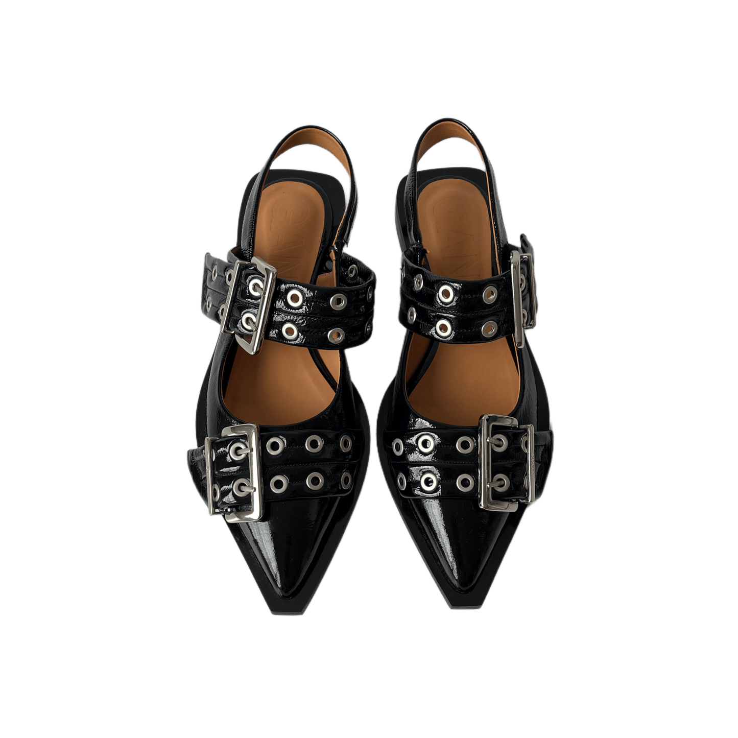 Ganni Buckle Ballerinas Black