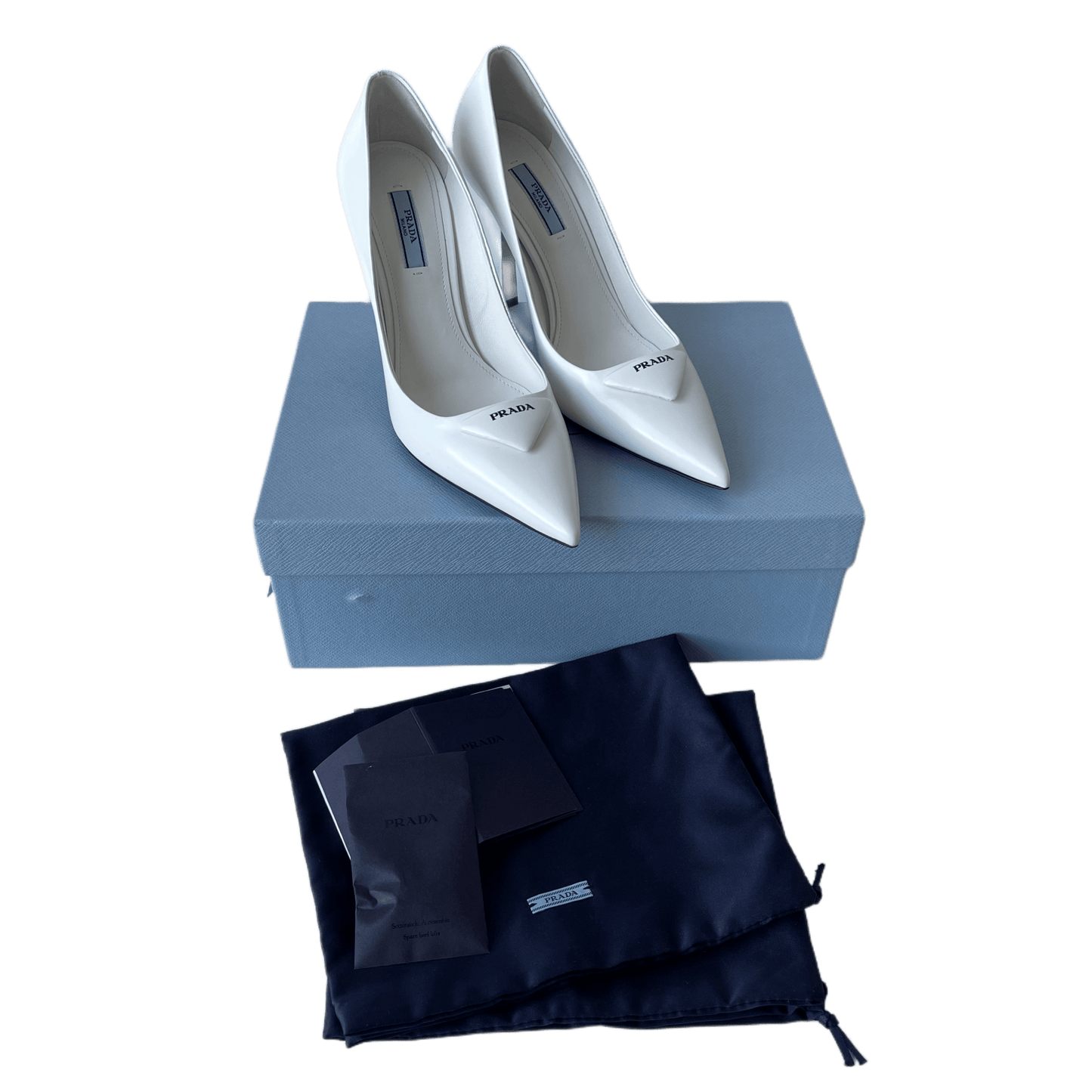 Prada Logo Pumps White
