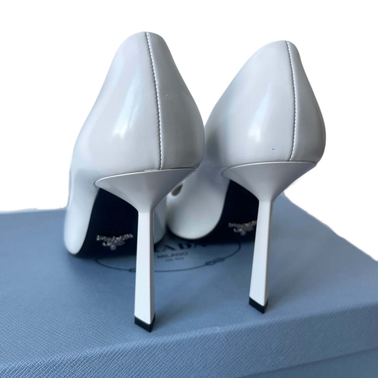 Prada Logo Pumps White