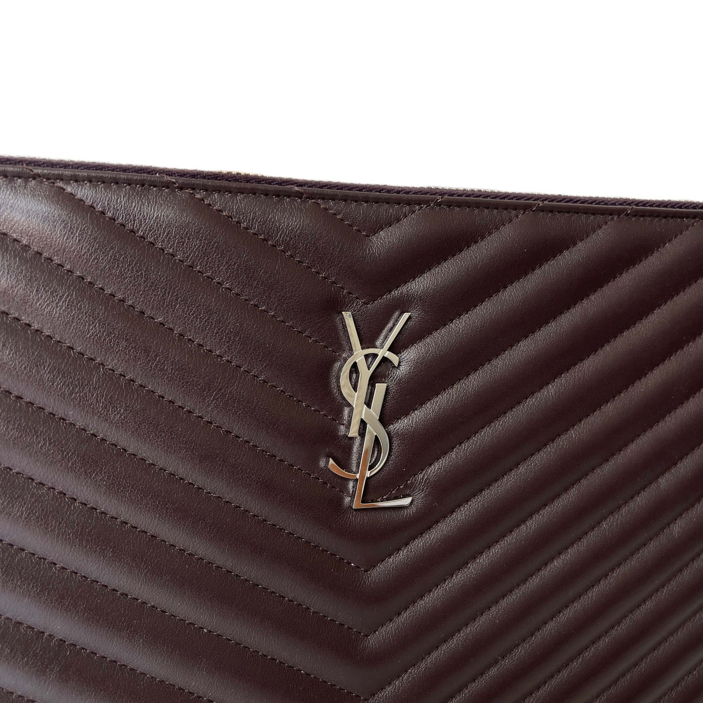 Saint Laurent Cassandre Matelassé Clutch Bordeaux