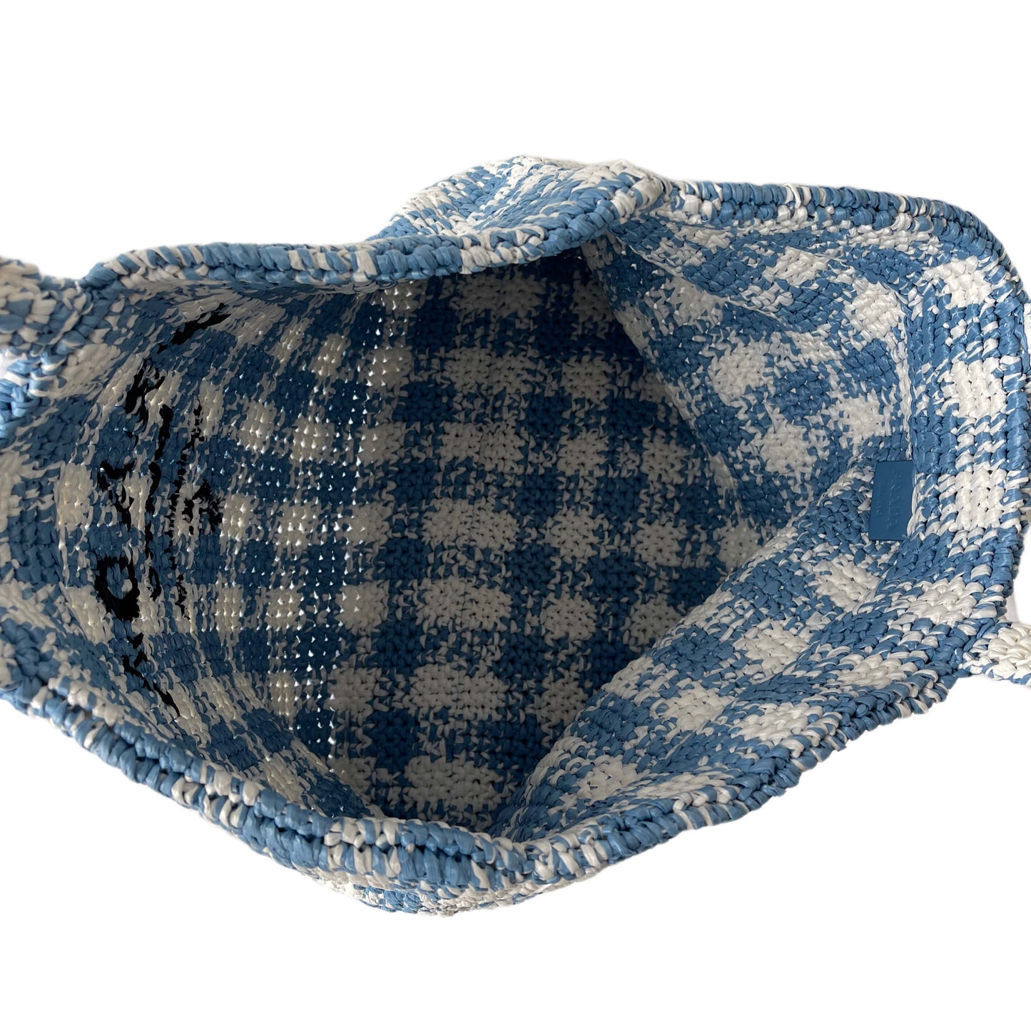 Prada Raffia Tasche Blau Weiß