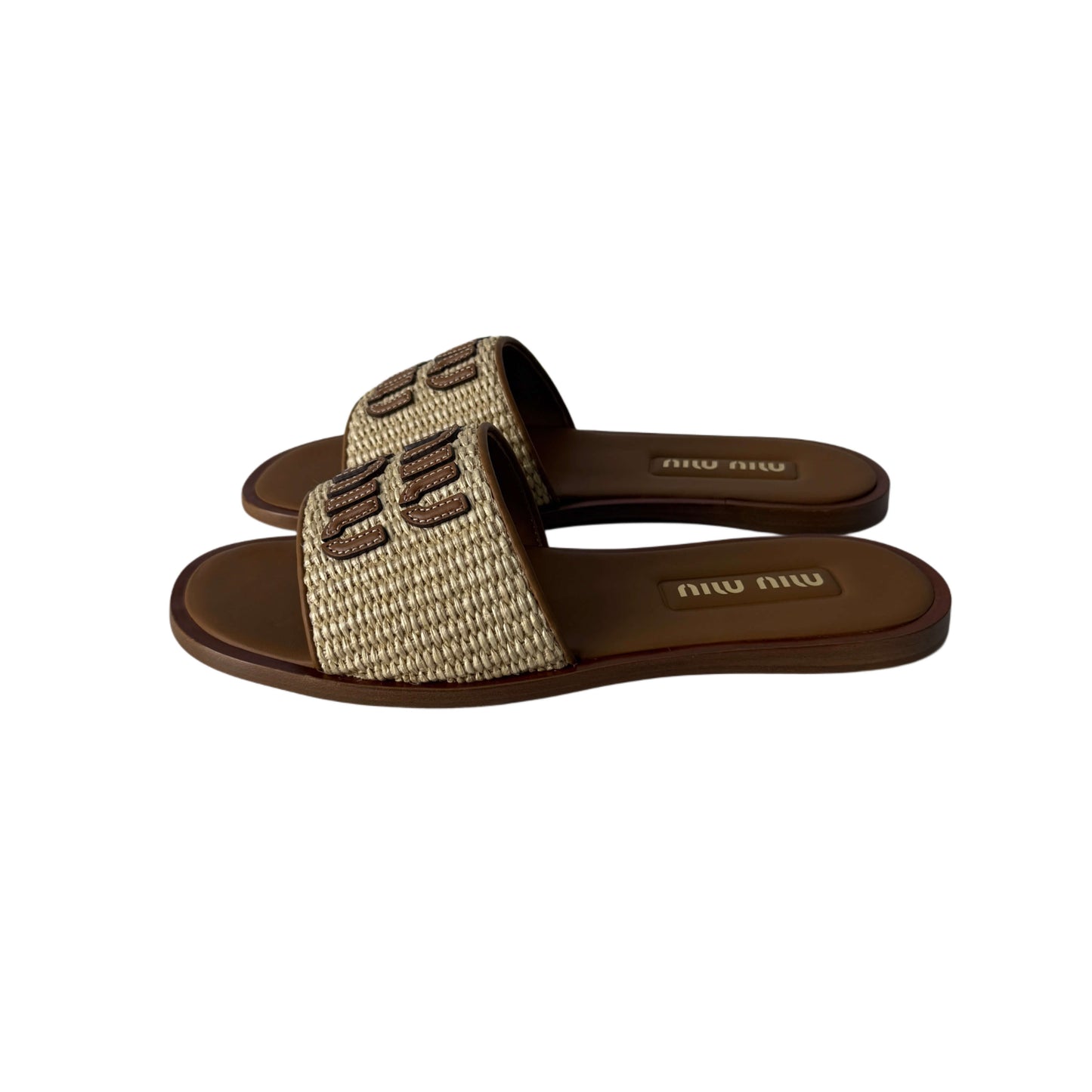 Miu Miu Raffia Logo Sandalen