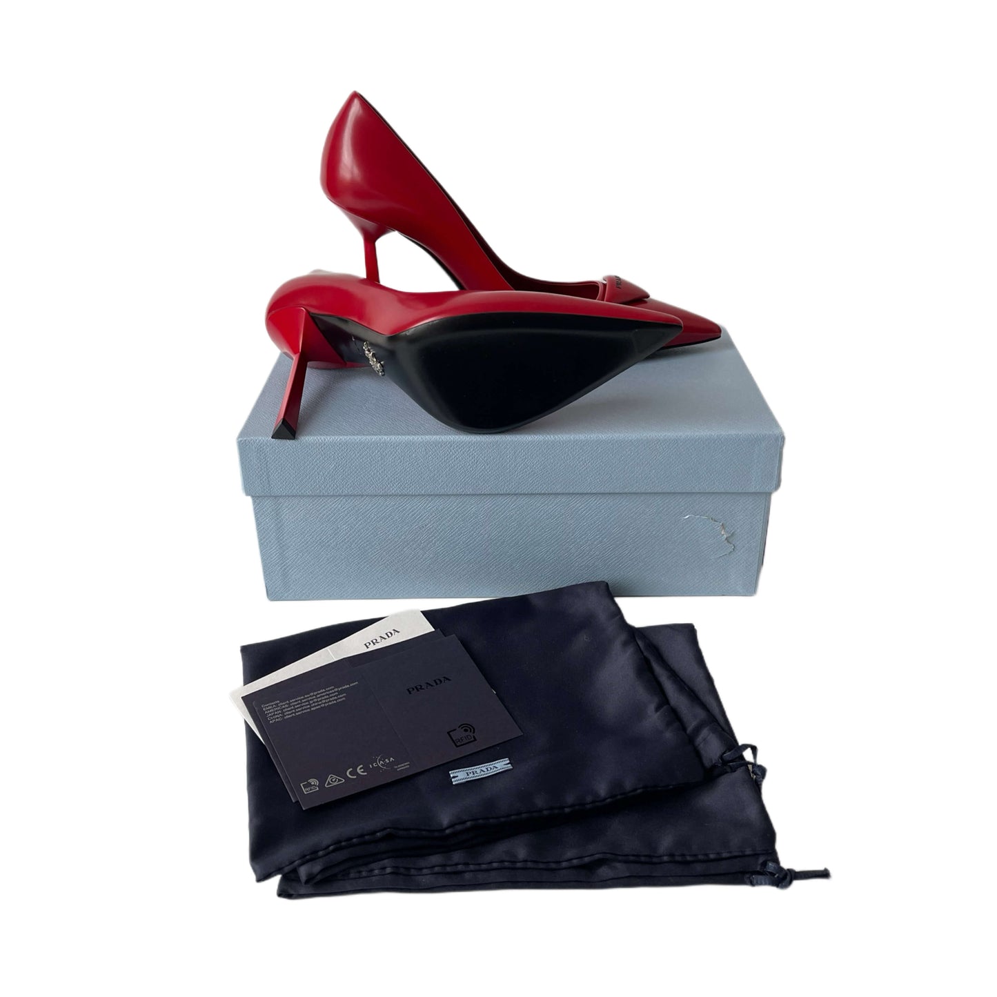 Prada Logo Pumps Red